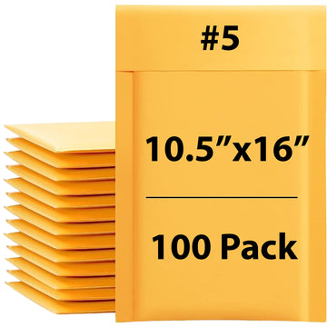 #5 Kraft bubble mailers 10.5" X 16" 100 Mailers